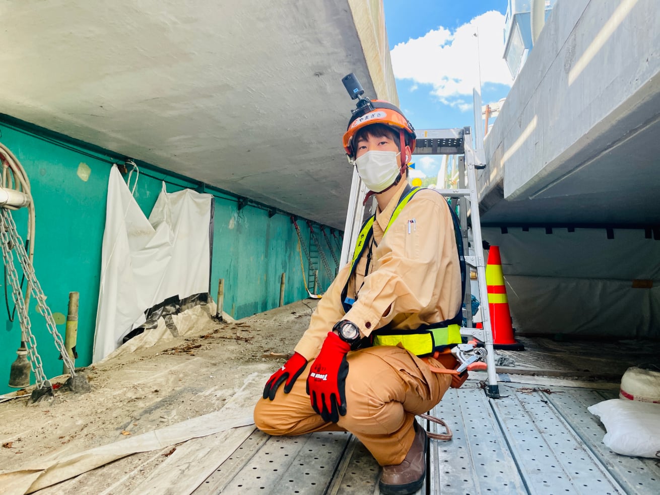 A man doing a safety patrol in Fukushima